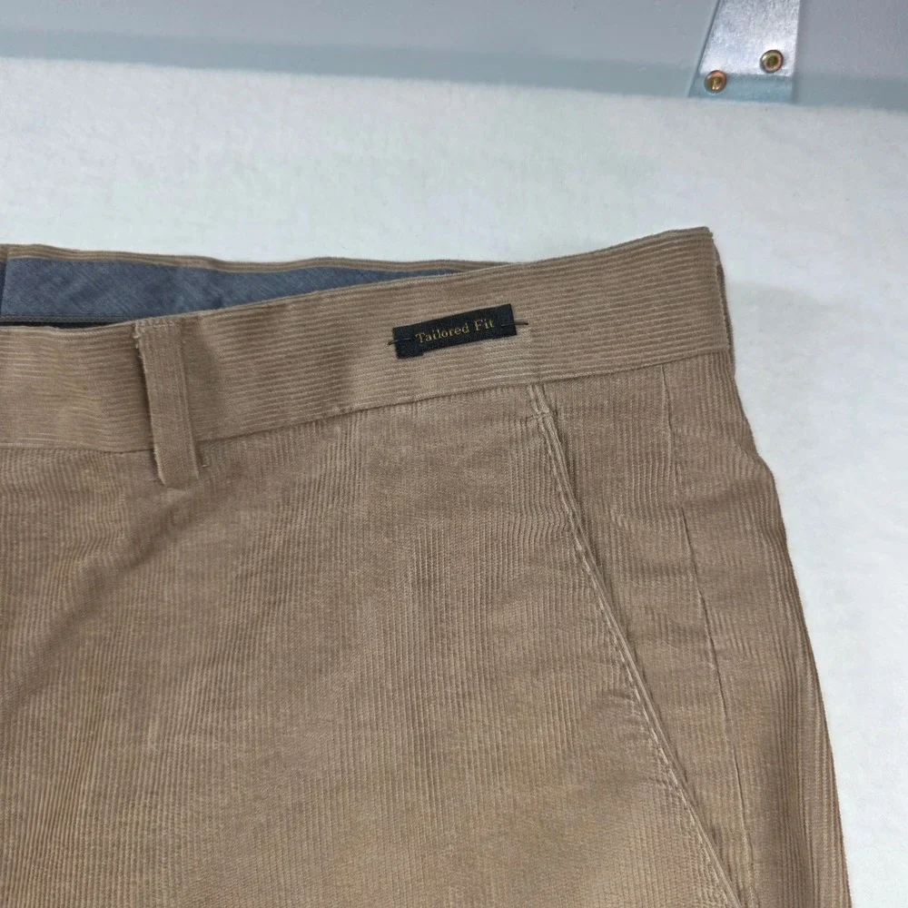 Jos. A. Bank Reserve Corduroy Pants Men 38x30‎ Tan Tailored Fit Stretch Trousers